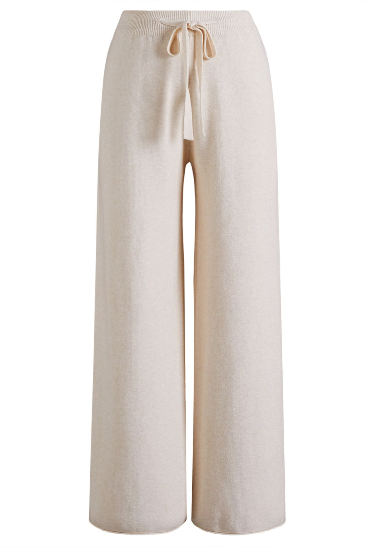 Effortlessly Chic Elasticized Waist Knit Pants in Cream | Chicwish