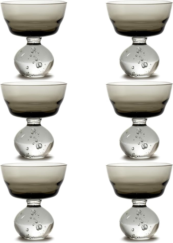 Serax Champagne Glass | Eternal Snow by Bela Silva | 6 Coupe Glasses | Gray Drinking Flutes Set |... | Amazon (US)