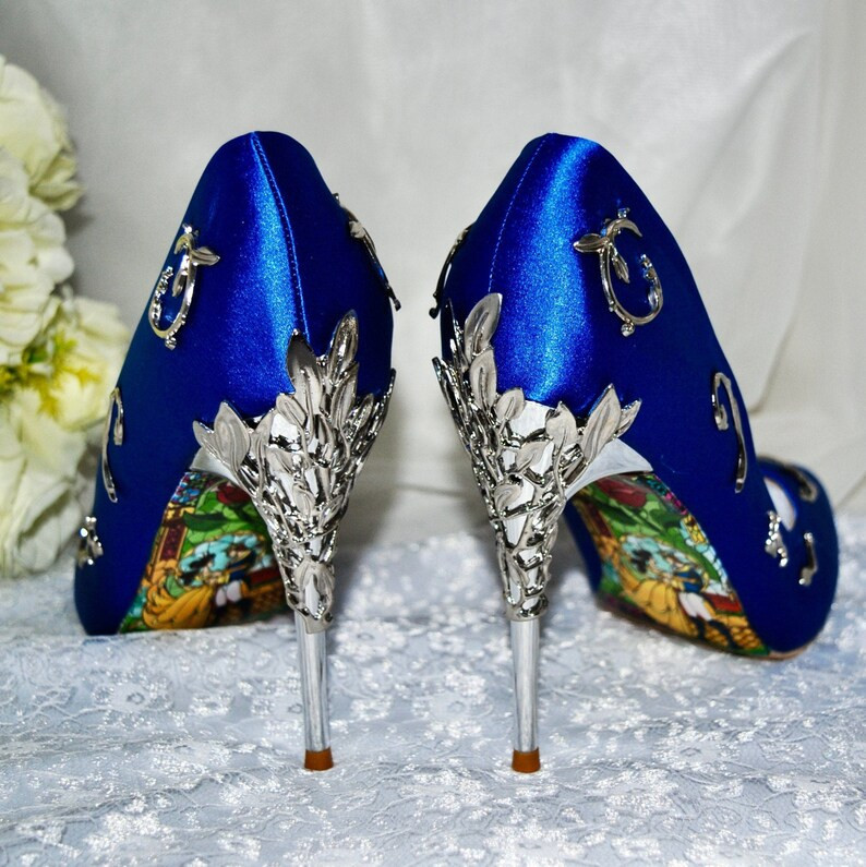 Blue Satin Wedding Shoes, Beauty and the Beast Bridal Shoes | Etsy (US)