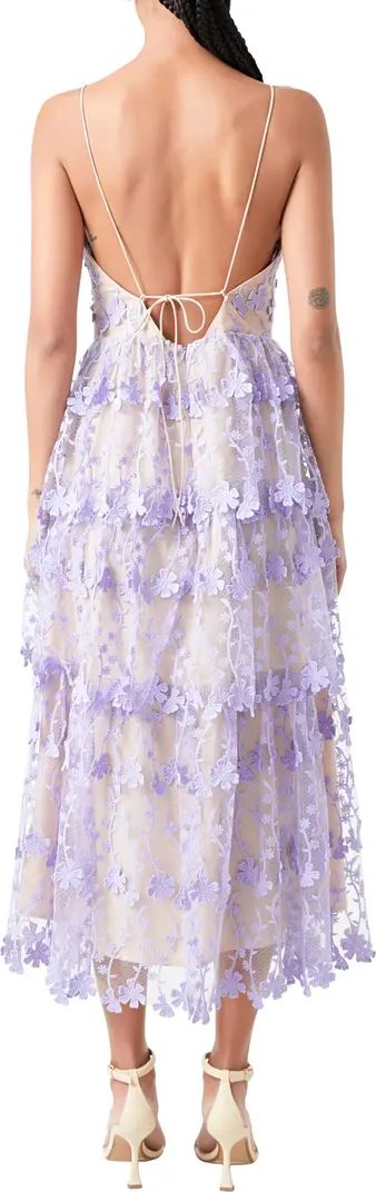 Endless Rose Floral Embroidered Tiered Lace Midi Dress | Nordstrom | Nordstrom