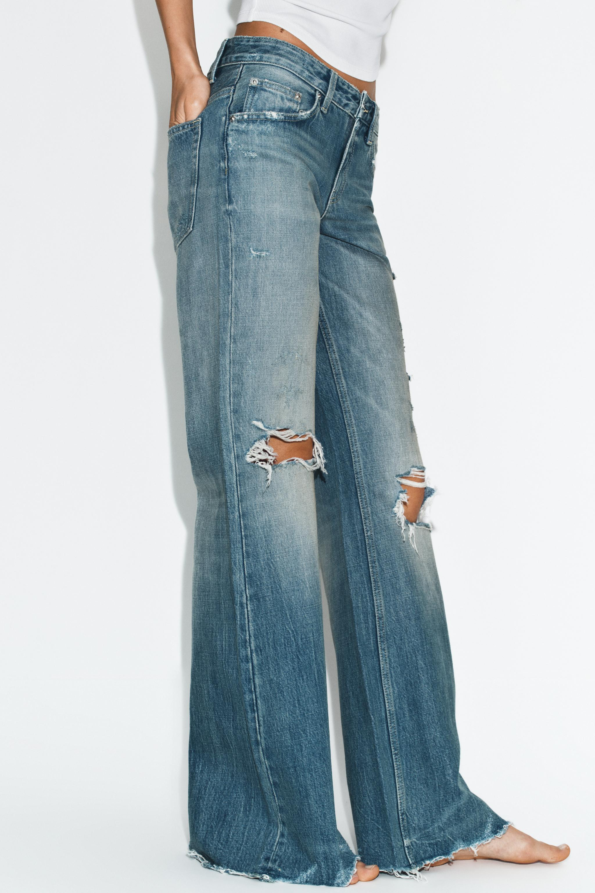 MID-WAIST - FLARE - RIPPEDMid-waist jeans with belt loops and a five-pocket design. Featuring a f... | Zara UK