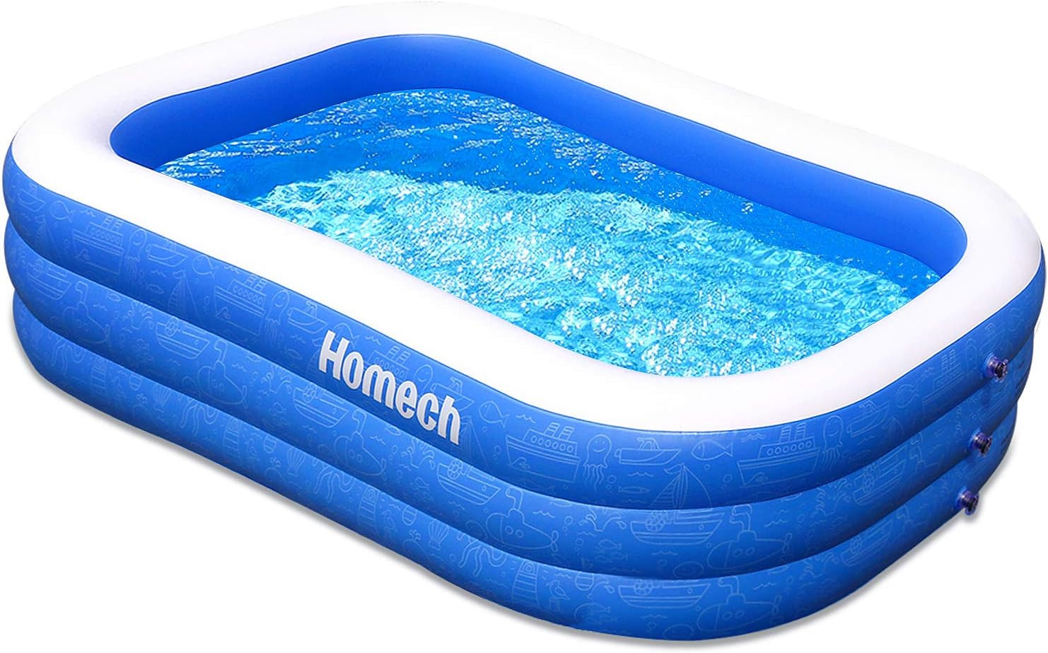Homech Family Inflatable Swimming Pool, 120" X 72" X 22" Full-Sized Inflatable Lounge Pool for Ba... | Amazon (US)