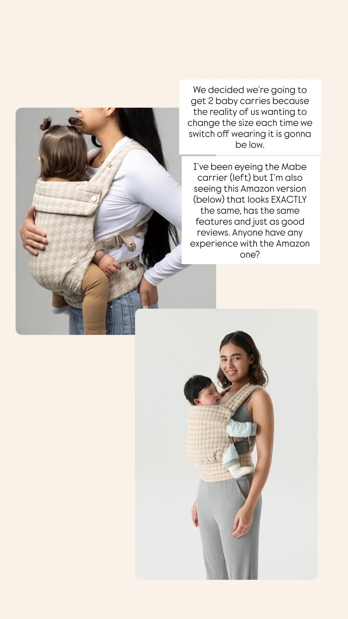 Linking both here for anyone comparing at the Mabe baby carrier and the Amazon dupe version  

#LTKBaby