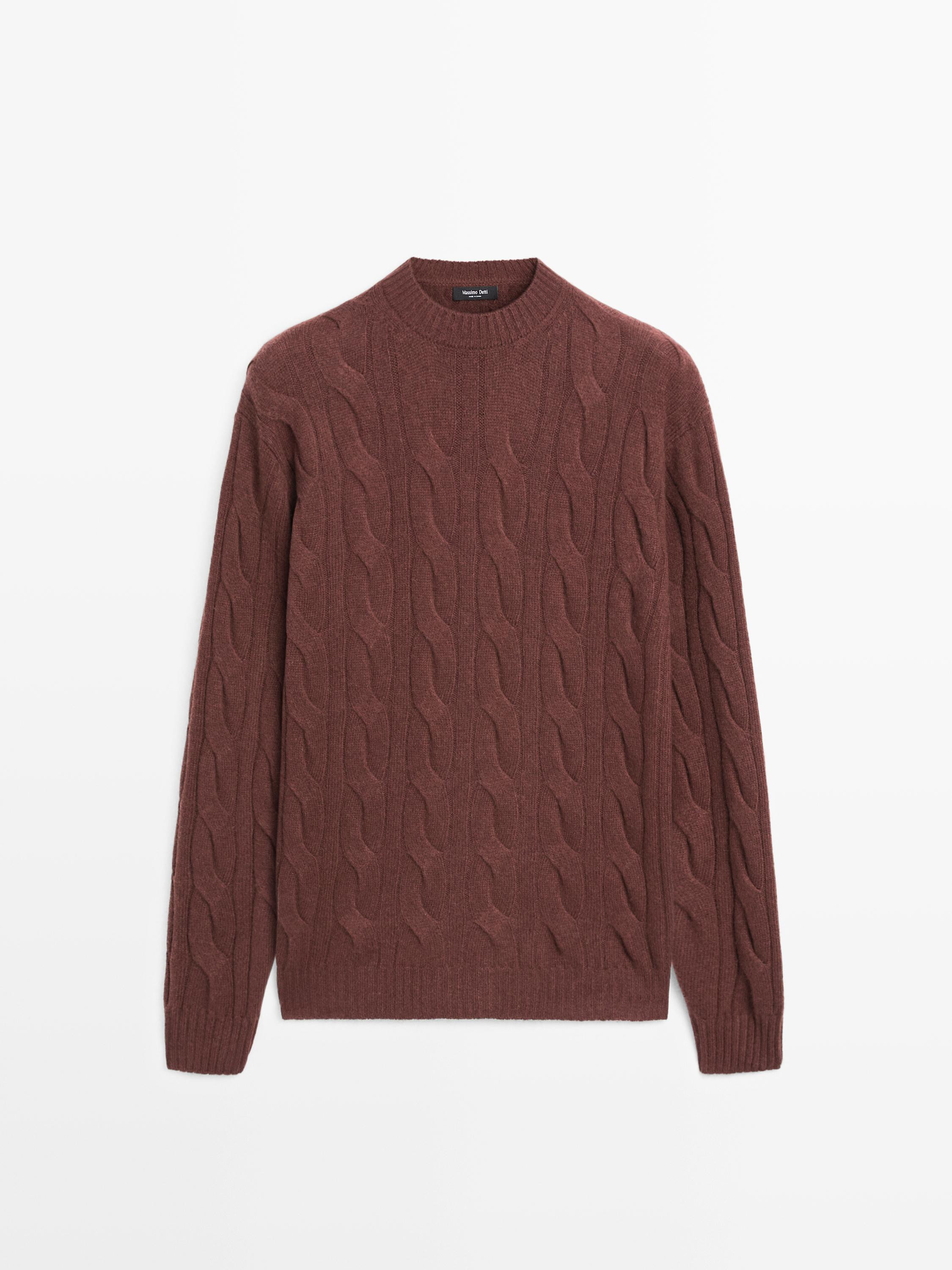 Cable-knit wool blend sweater | Massimo Dutti US