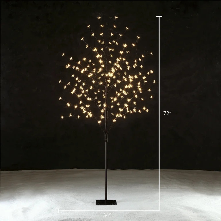 6 ft Pre-Lit Cherry Blossom Tree with 208 Warm White LED Lights and Stand, by Holiday Time | Walmart (US)