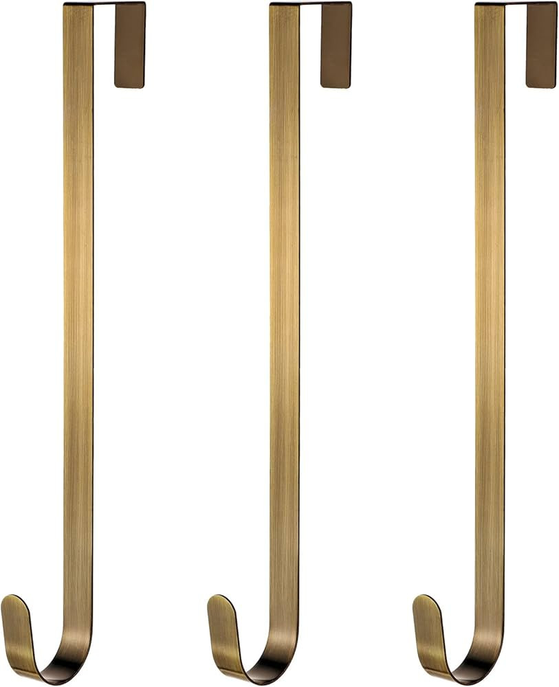 Zhehao 3 Pieces Christmas Decor Metal Wreath Hangers Over The Door Light Handy Wreath Hanger Hang... | Amazon (US)