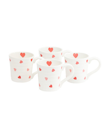 Set Of 4 Honey Love Heart Rustic Mugs | TJ Maxx