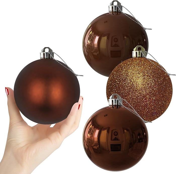 Bronze 4.0" Large Christmas Balls - Christmas Tree Decoration Ornaments Shatterproof Hanging Ball... | Amazon (US)