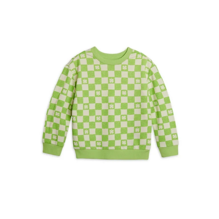 Wonder Nation Toddler St Patricks Day Checkered Crewneck Sweatshirt with Long Sleeves, Sizes 2T-5... | Walmart (US)