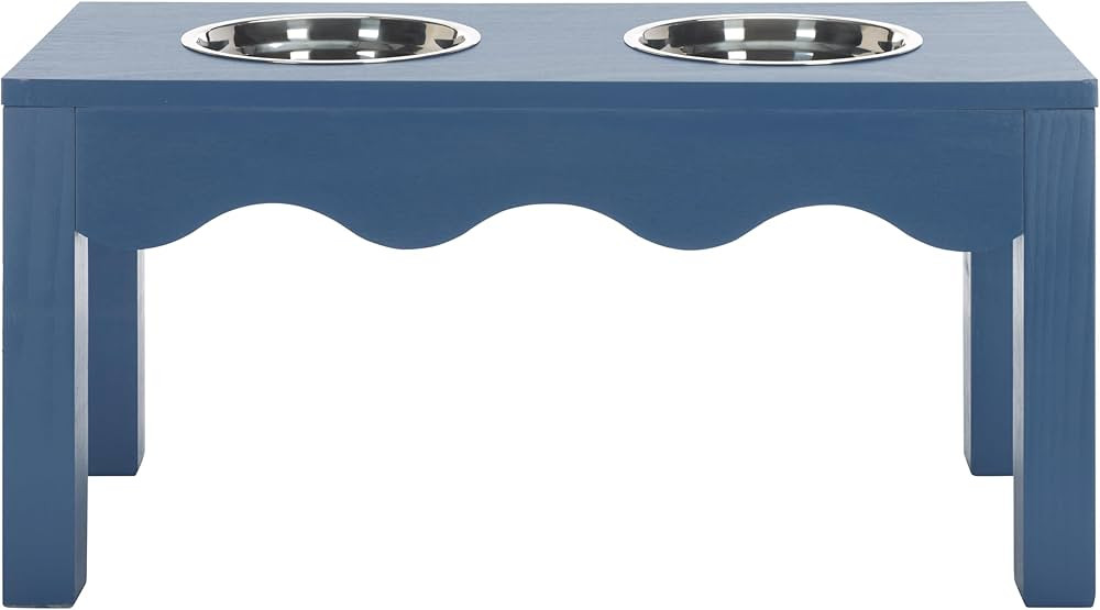 SAFAVIEH Home Collection Lilith Blue Elevated Raised Pet Feeder Dog Bowl Stand | Amazon (US)