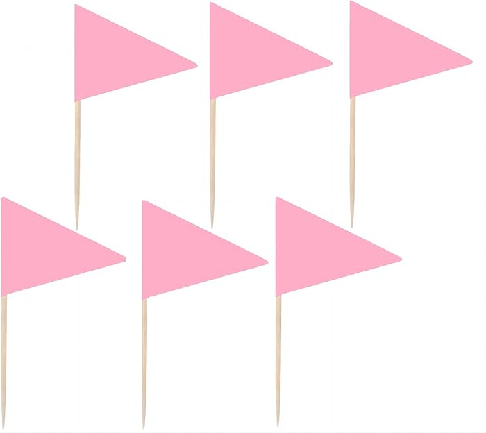 JAVD Solid Pure pink Toothpick Flags Small Mini Plain pink Color Triangle Stick Cupcake Toppers F... | Amazon (US)