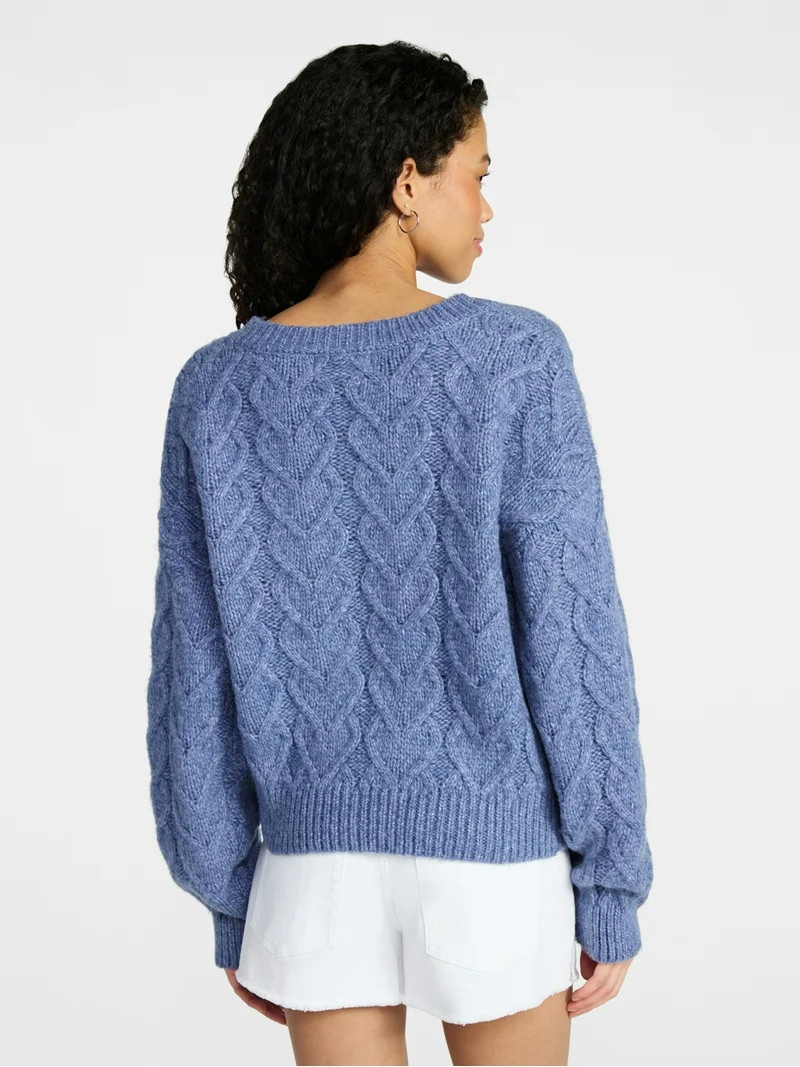 No Boundaries V-Neck Pullover Sweater, Midweight, Women's XXS-XXL | Walmart (US)