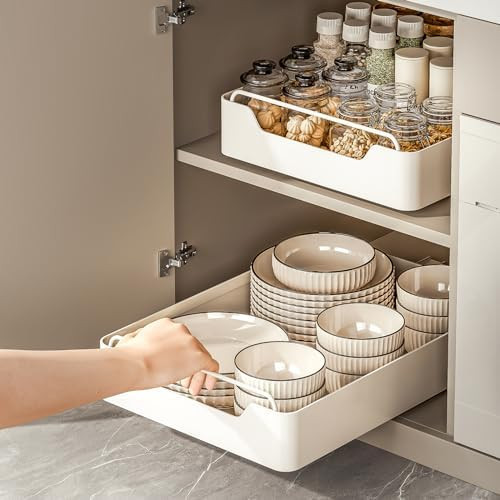 Pull Out Cabinet Organizer Fixed with Adhesive Nano Film, Heavy Duty Slide Out Pantry Shelves, Ho... | Amazon (US)