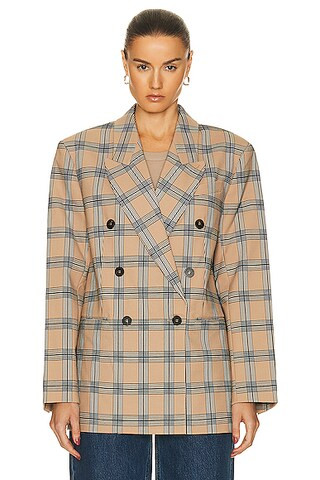 Zimmermann Luminosity Oversized Jacket in Tan Check | FWRD | FWRD 