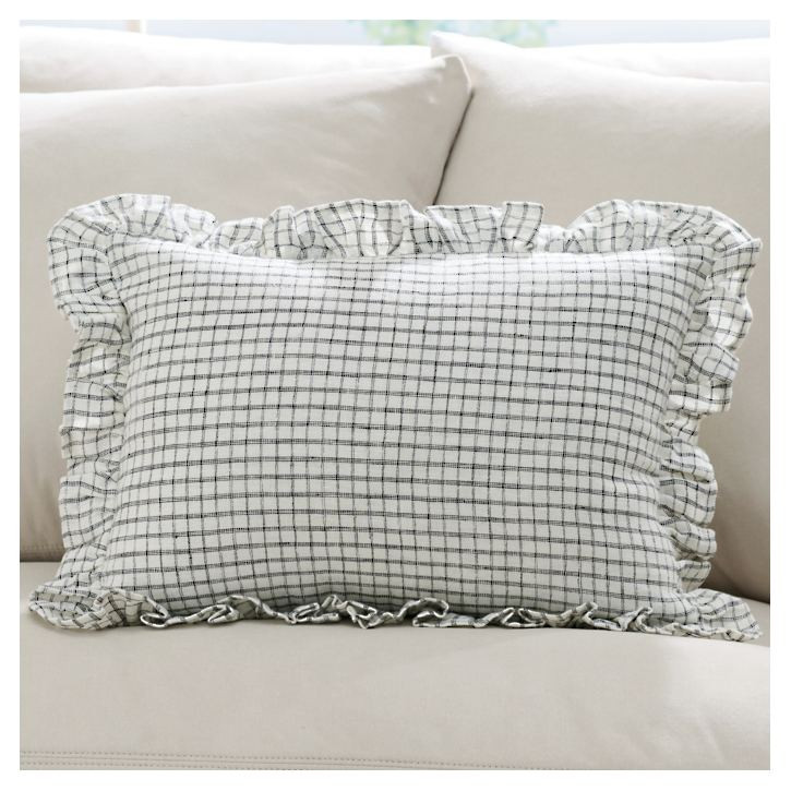 Ruffled Check Pillow | Grandin Road | Grandin Road