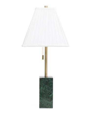 26.5in Marble Table Lamp With Pleated Shade | TJ Maxx