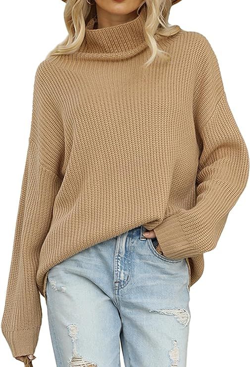 Amazon.com: DEEP SELF Batwing Sleeve Sweater Chunky Sweater Women Cable Knit Sweater Winter Trend... | Amazon (US)