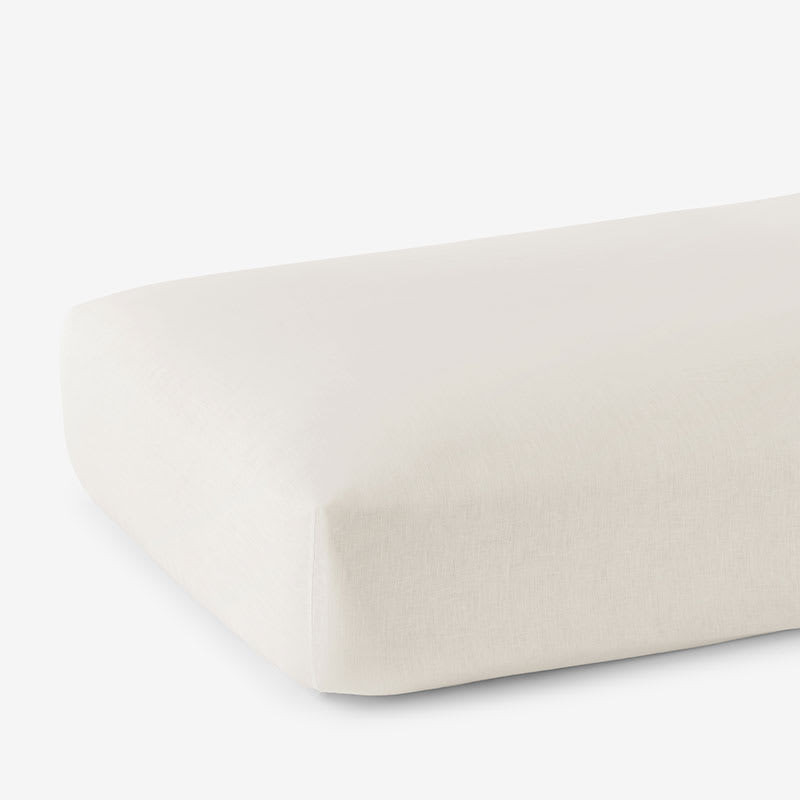 Premium Breathable Relaxed Linen Solid Fitted Bed Sheet - Parchment, Queen | The Company Store