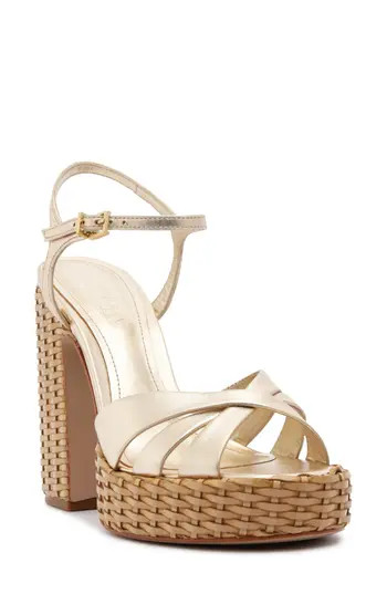 Schutz Keefa Woven Platform Sandal in Platina at Nordstrom Rack, Size 8.5 | Nordstrom Rack