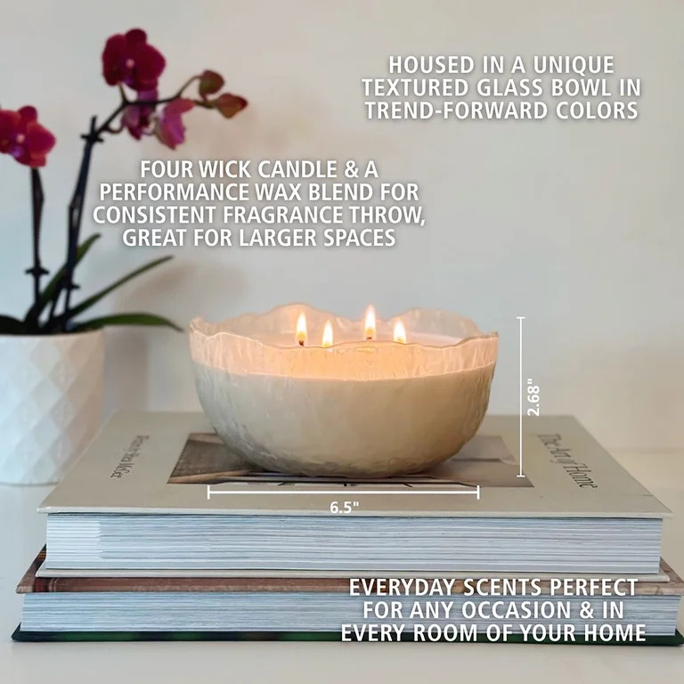 Home Decor Collection 3-Wick Moon Bowl Scented Jar Candle, Santal Fluer & Amber, 21.3 oz. | Walmart (US)