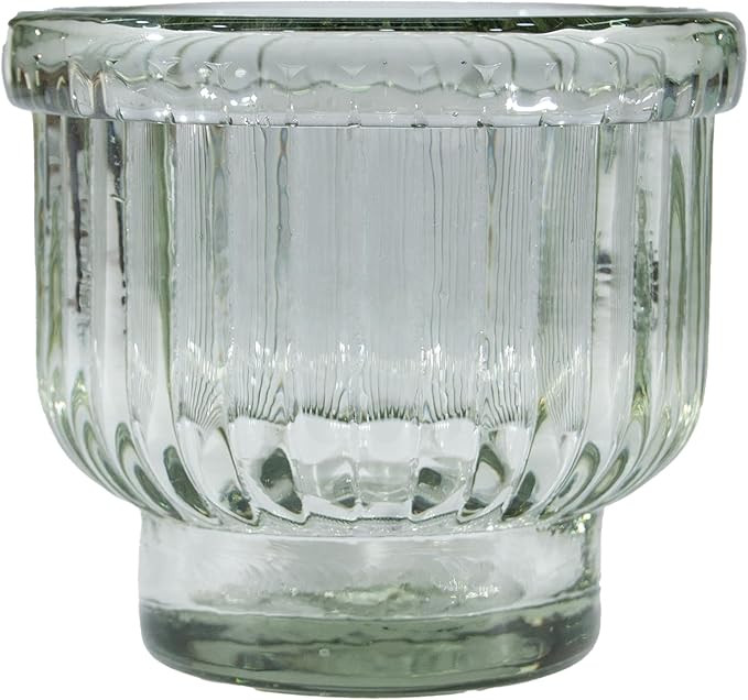 Creative Co-Op Hand-Blown Embossed Ribbed Glass Tealight/Votive Holder, Clear | Amazon (US)