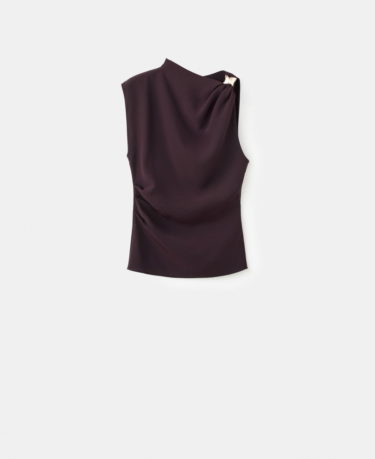 Mango Women's Metallic Detail Asymmetrical Blouse - Brown | Macy's