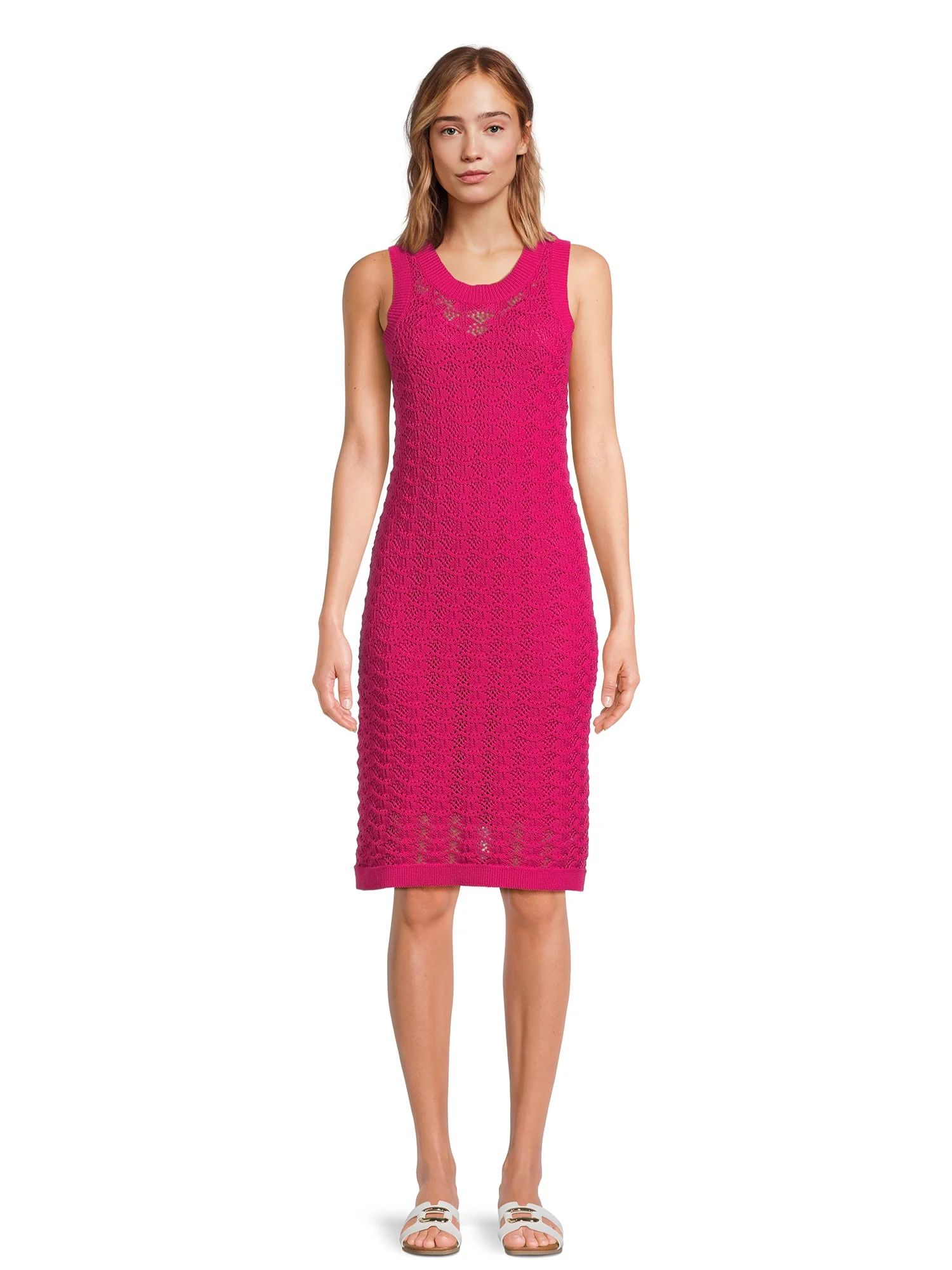 Time and Tru Women's Textured Stitch Sweater Dress, Sizes XS-XXXL | Walmart (US)