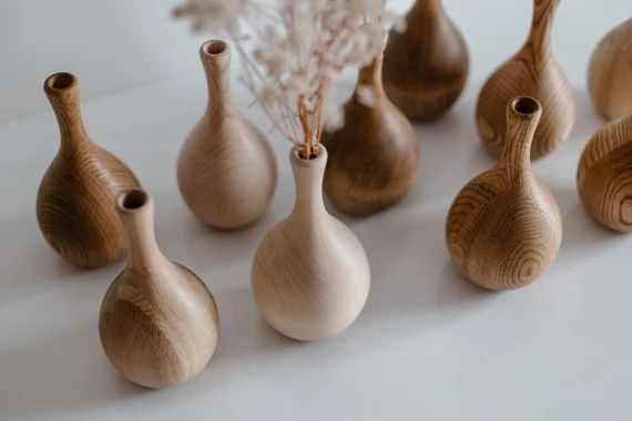 Minimalist Wooden Vase, Vase For Dried Flowers, Light Birch Wood Vase, Turned Wood Vase, Minimali... | Etsy (US)