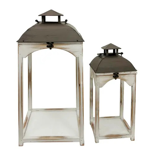 VIP Home and Garden Wood 23.5 in. Off-White Old Country Lantern Set of 2 at Nordstrom | Nordstrom