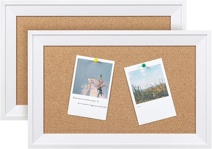 HBlife Cork Board Bulletin Board 11 x 17 inch with White Frame Rectangle Decorative Hanging Pin B... | Amazon (US)