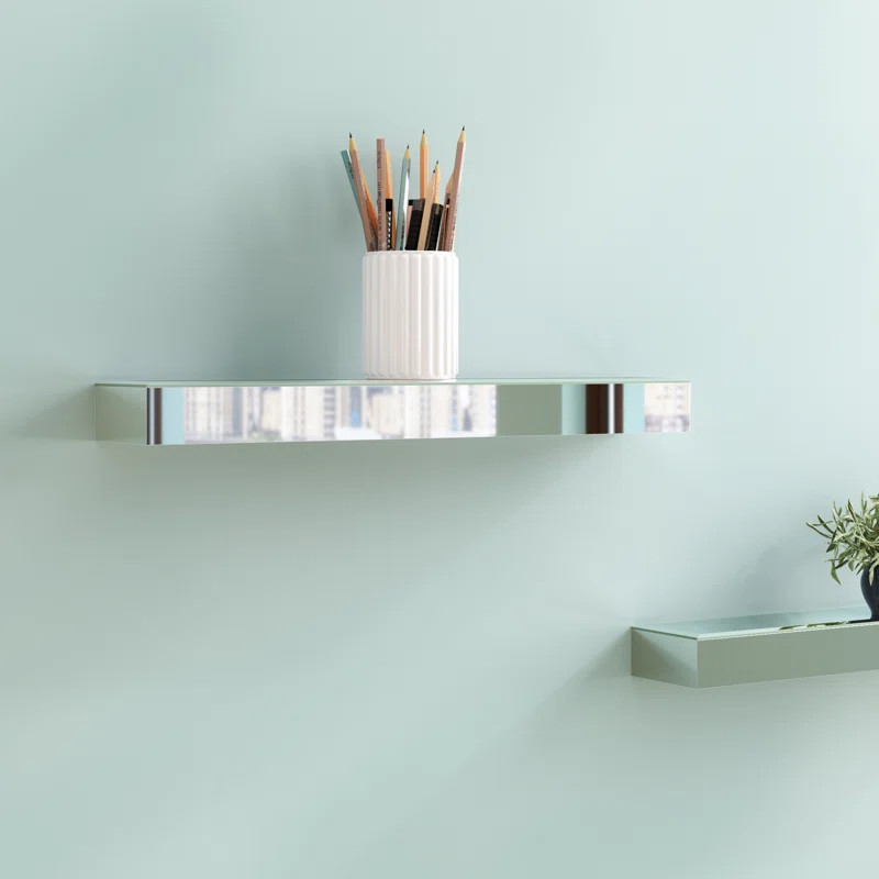 Glenaire Mirrored Glass Decorative Wall Mount Floating Shelf, 22" x 4" | Wayfair North America