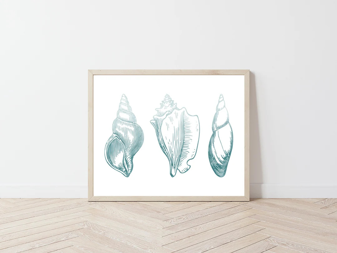 Blue Sea Shells Printable, Ombre Shell Print, Nautical Wall Art, Coastal Home Decor, Beach Wall A... | Etsy (US)