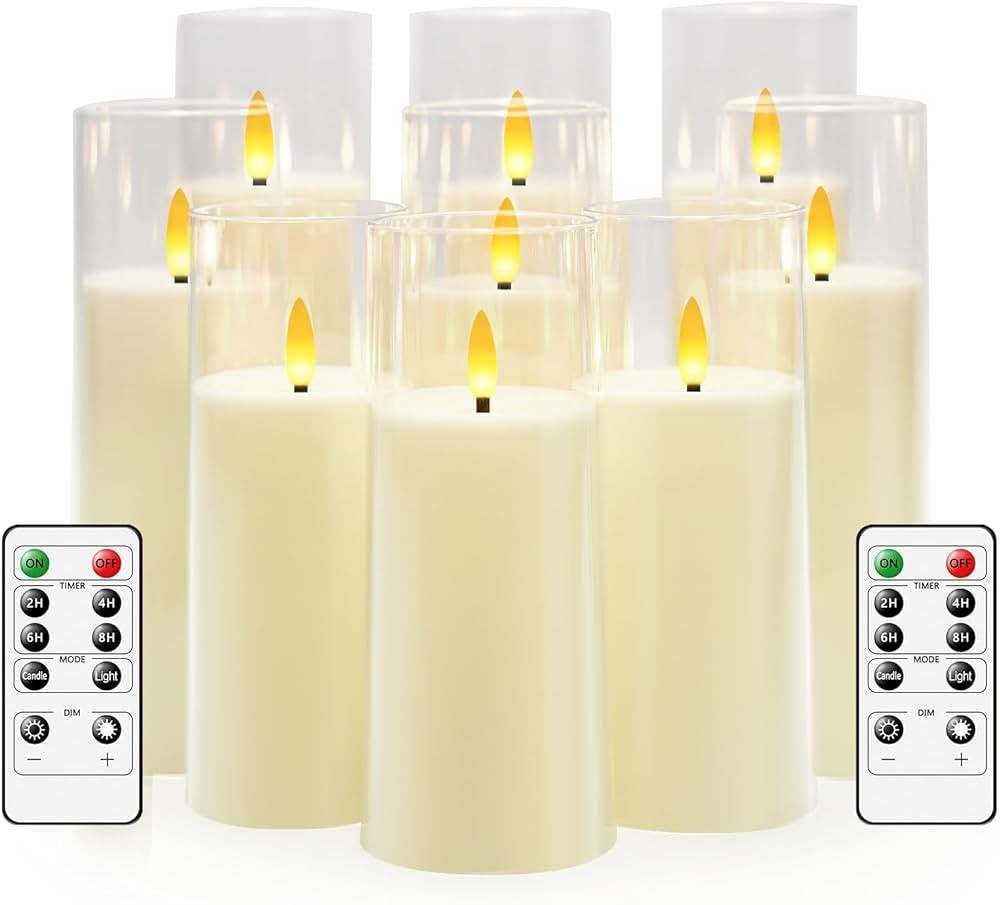 kakoya Flickering Flameless Candles Battery Operated with Remote and 2/4/6/8 H Timer Plexiglass L... | Amazon (US)