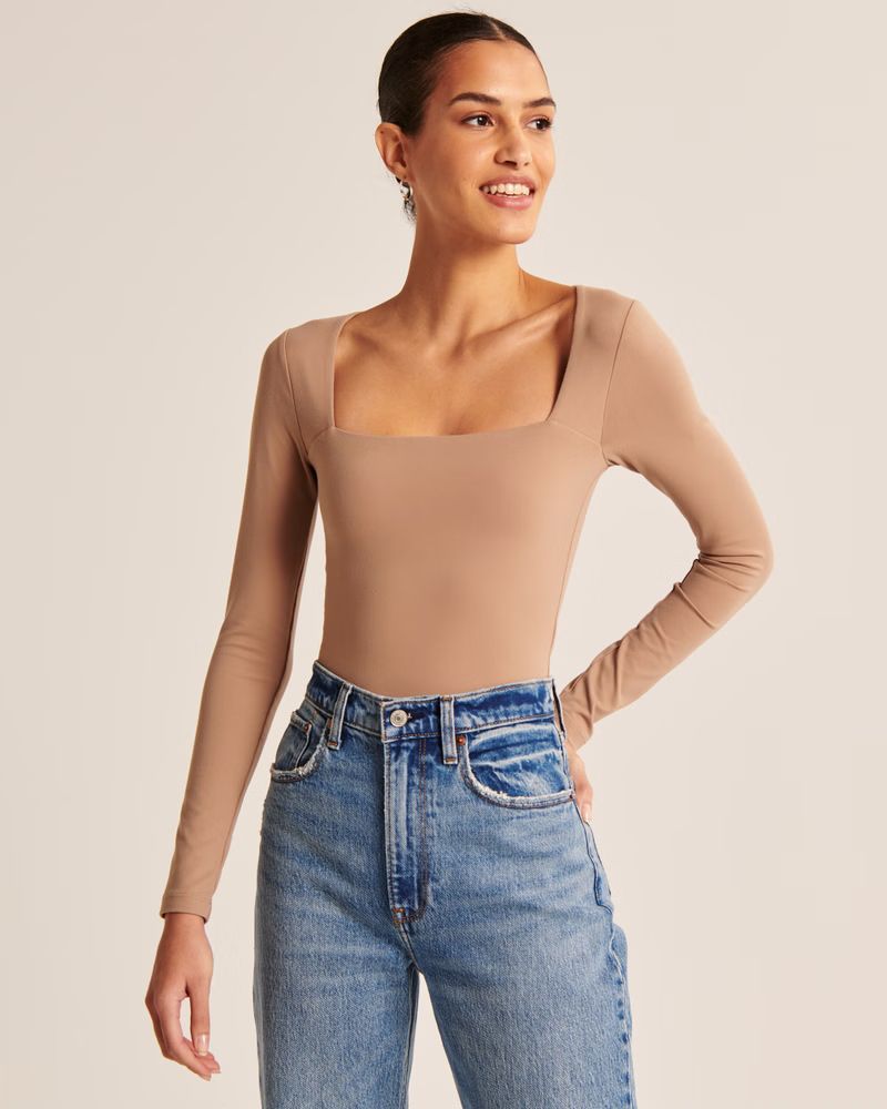 Women's Double-Layered Seamless Fabric Squareneck Bodysuit | Women's Tops | Abercrombie.com | Abercrombie & Fitch (US)