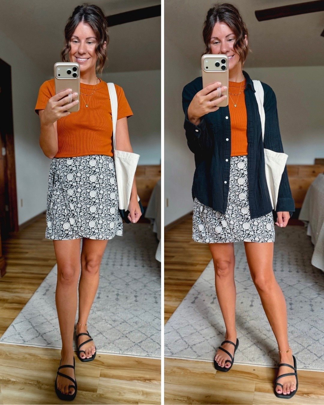 small in my tee, xs in my skirt and 6 in my croc sandals. Xs in my black gauze cotton button up🧡🖤

#LTKPetite #LTKootd #LTKgrwm