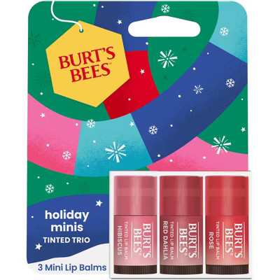 Burt's Bees Holiday Limited Edition Stocking Stuffer Mini Lip Balms - Mini Rose + Red Dhalia + Hi... | Target