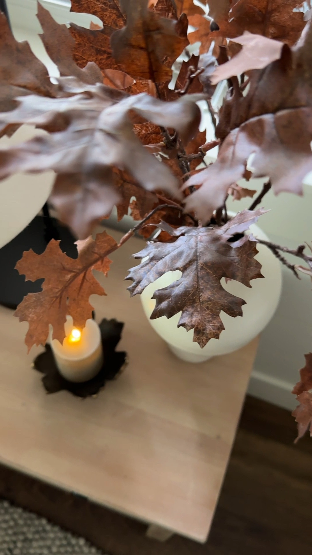 I used 2 stems in this vase.  Candle is 3 x 3.75 

Fall home decor | bedroom | nightstand | oak stem | flameless candle | modern organic 

#LTKHome #LTKVideo #LTKSaleAlert