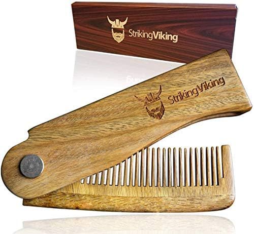 Striking Viking Folding Wooden Comb - Men's Hair, Beard & Mustache Comb - Pocket Sized Sandal Woo... | Amazon (US)