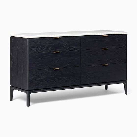 Parker (58") 6-Drawer Dresser, Champagne Bronze, Black | West Elm (US)