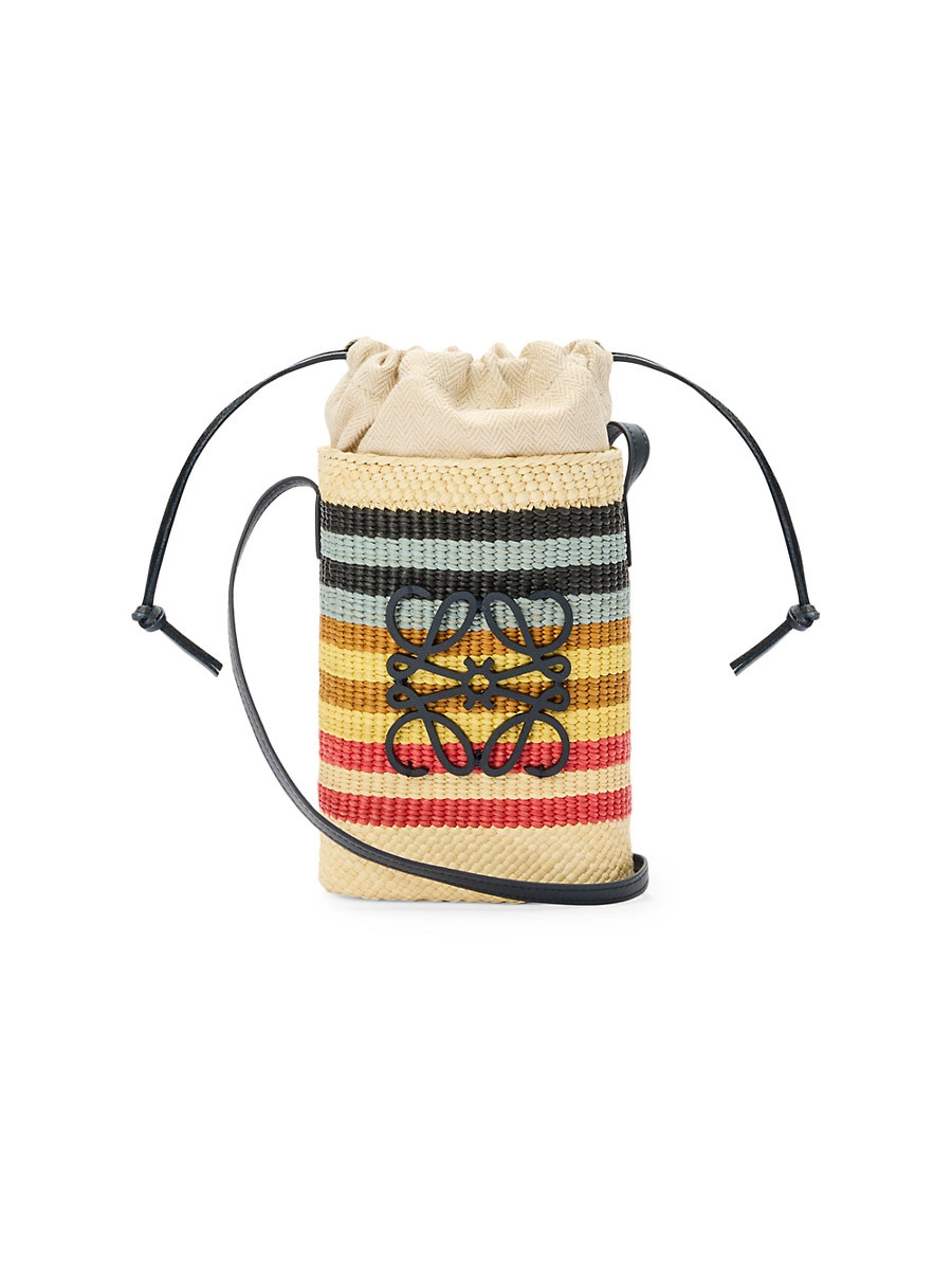 Women's LOEWE x Paula's Ibiza Anagram Square Striped Pocket Bucket Bag - Natural Multicolor | Saks Fifth Avenue