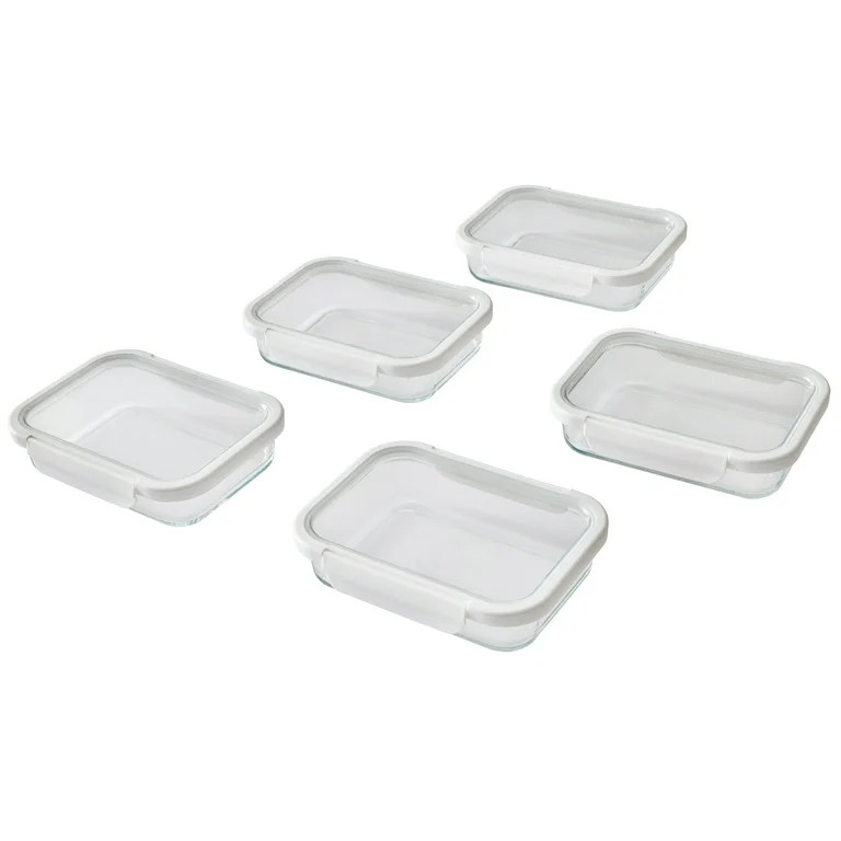 Better Homes & Gardens 2.3Cup Rectangle Glass Food Storage Container with Tritan Lid. Set of 5, 1... | Walmart (US)