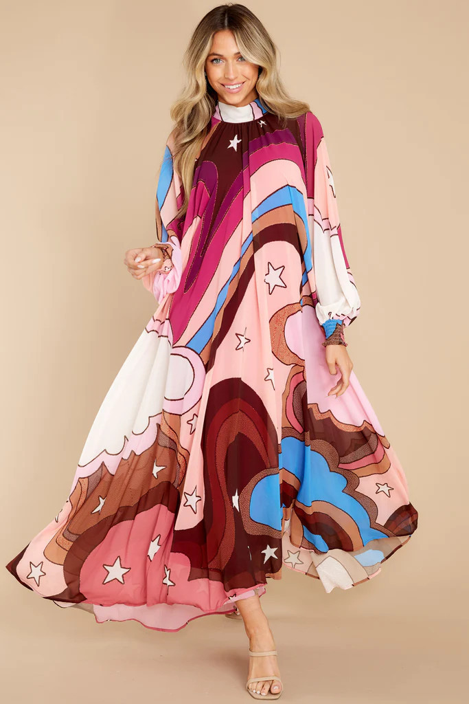 Can You Imagine Berry Multi Print Maxi Dress | Red Dress 