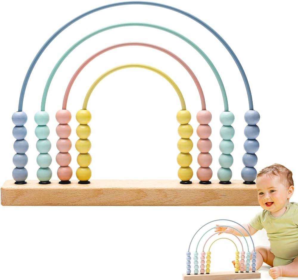 ibwaae Wooden Rainbow Abacus Beads Counting Toys Kids Early Math Skills Montessori Educational Le... | Amazon (US)