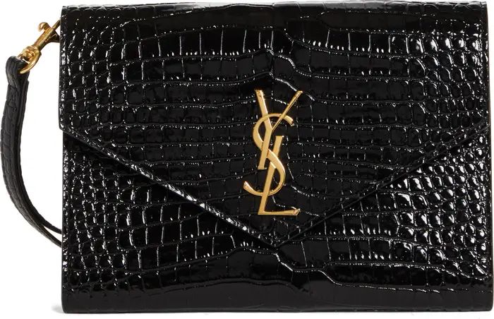 Cassandra Croc Embossed Leather Clutch | Nordstrom