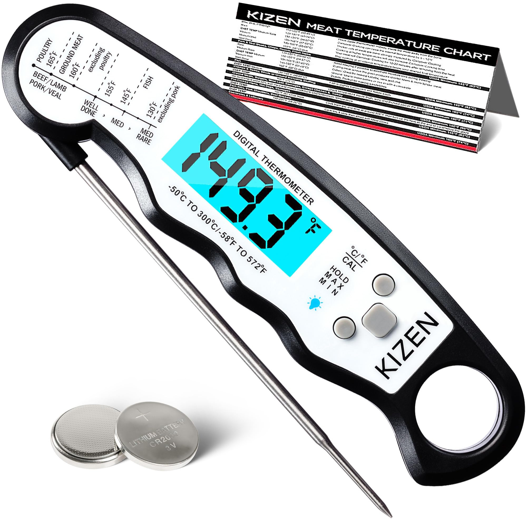KIZEN Instant Read Meat Thermometer Digital - Food Thermometer for Cooking, Grill, Oven, BBQ - IP... | Amazon (US)