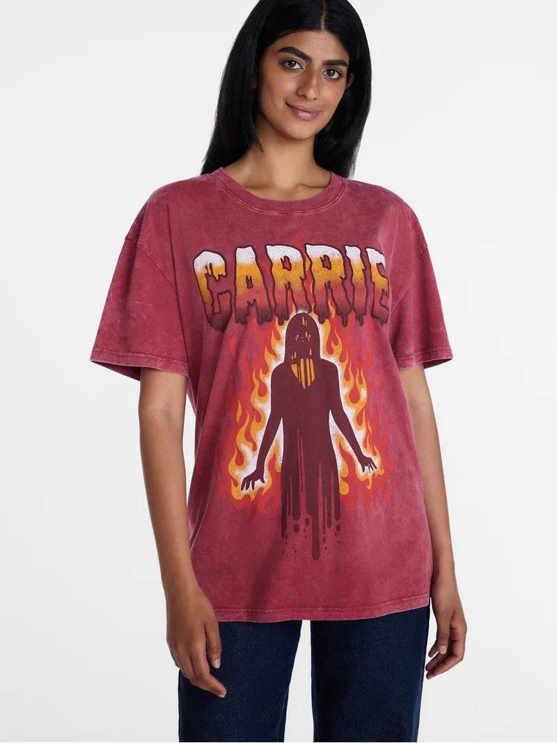Carrie Women's Fire Halloween Graphic Tee with Short Sleeves, Sizes XXS-XXL | Walmart (US)
