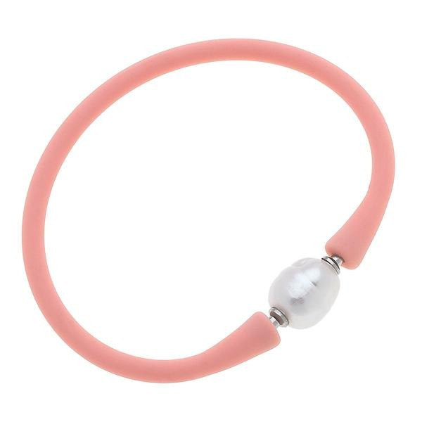Bali Freshwater Pearl Silicone Bracelet in Light Pink | CANVAS