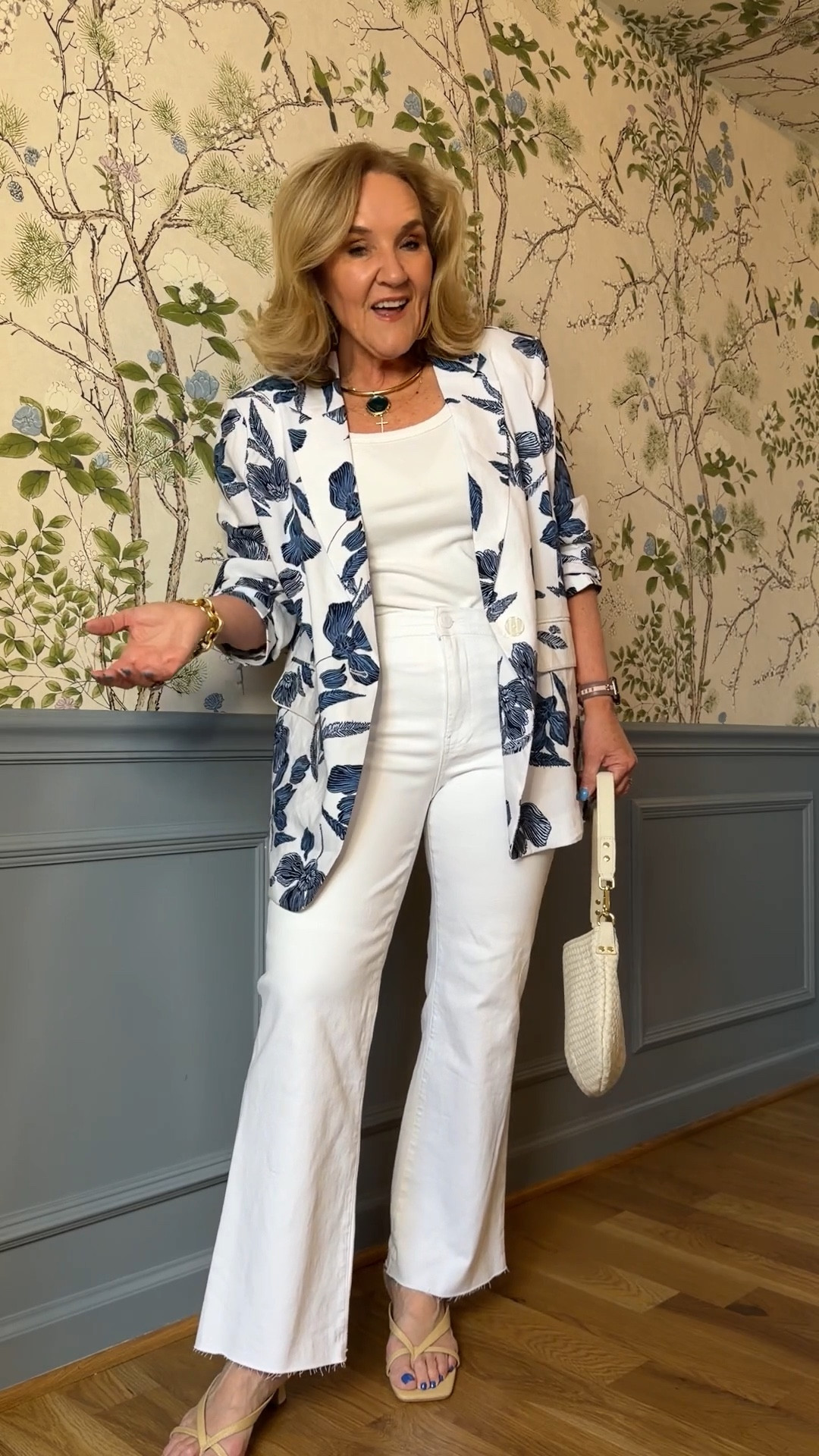 Linen pants and blazer perfect for graduations and showers. Vacations and luncheons. Wearing size 1.0 
The jacket is a stretched linen and is a subtle different fabric from the pants.
Cotton Sweater medium 
White jeans I stay my reg size in these 

#LTKSaleAlert #LTKOver40 #LTKootd