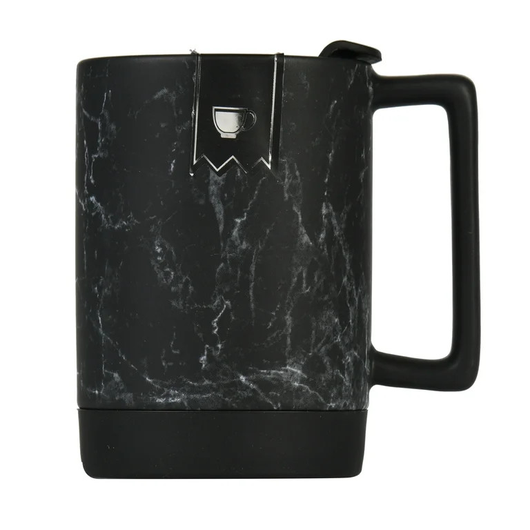 Home Essentials Ceramic Black Marble Travel Mug with Silicone Base and Leak Proof Lid, 15.5 fl oz | Walmart (US)