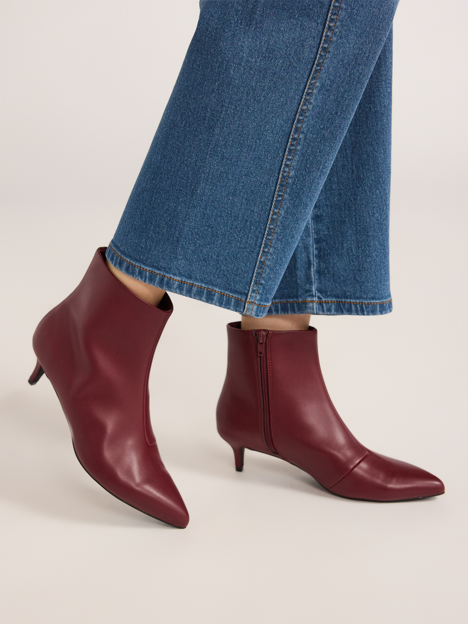 Scoop Women's Faux Leather Kitten Heel Ankle Boots | Walmart (US)